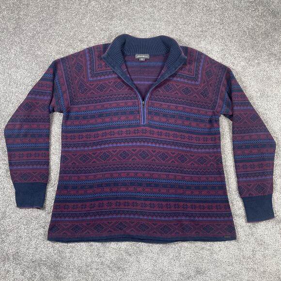 Eddie Bauer Sweater Mens Extra Large Fair Isle Nordic Knit Christmas 1/4 Zip - Picture 2 of 14